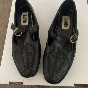 Black Leather women’s shoes rockabilly style 8 m